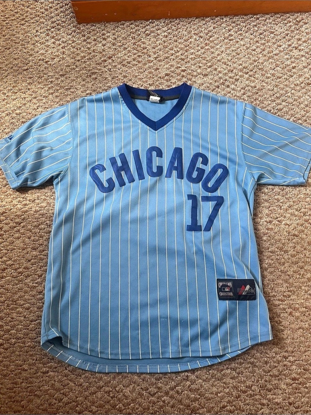 Majestic Chicago Cubs throwback jersey in Blue & White